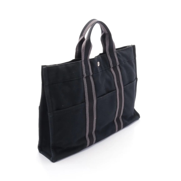 Hermes Fool Toe MM Tote Black Canvass with Silver Hardware. - Picture 2 of 9